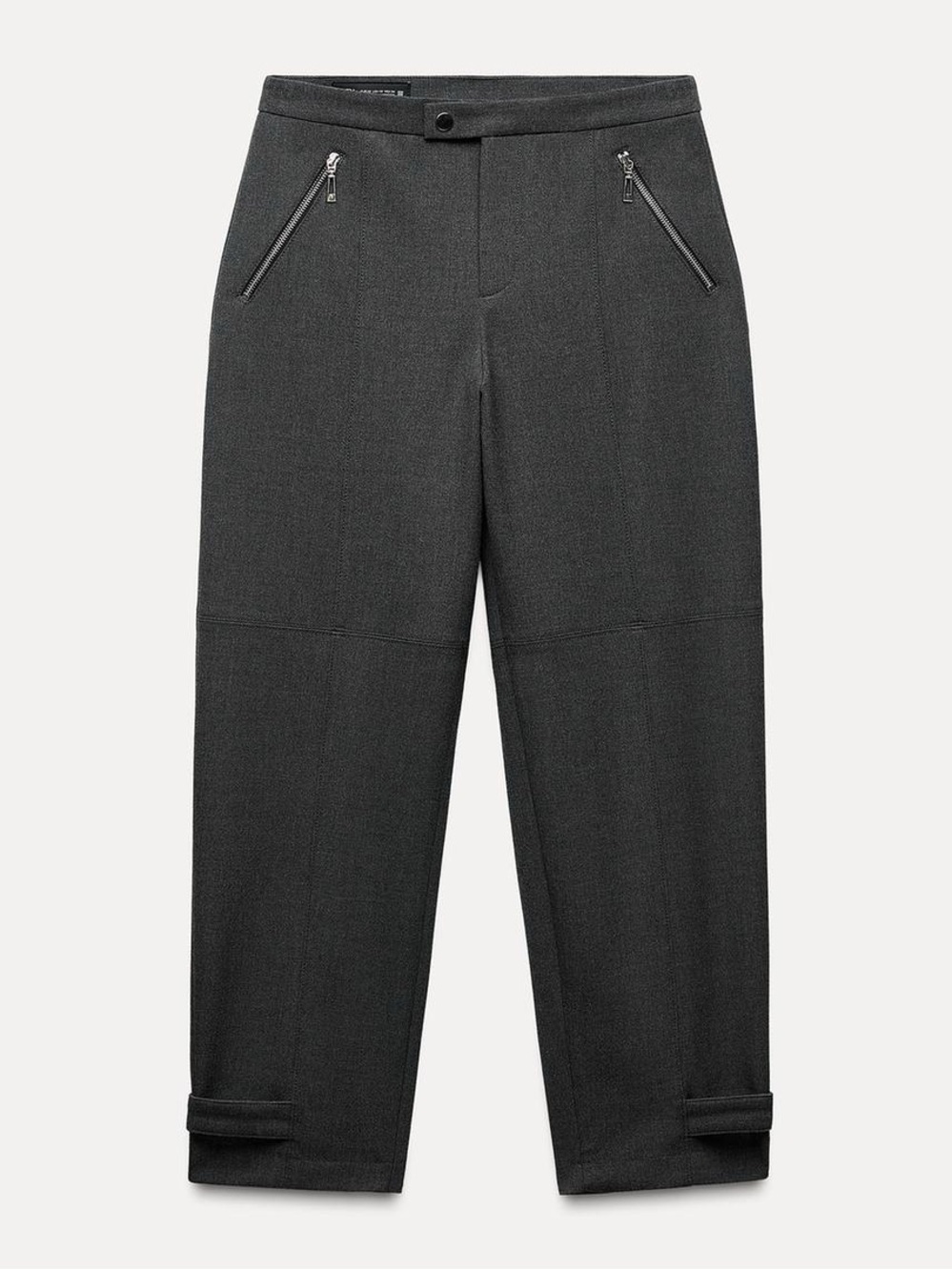 Zara Charcoal Gray Tailored Pants with Zip Pockets